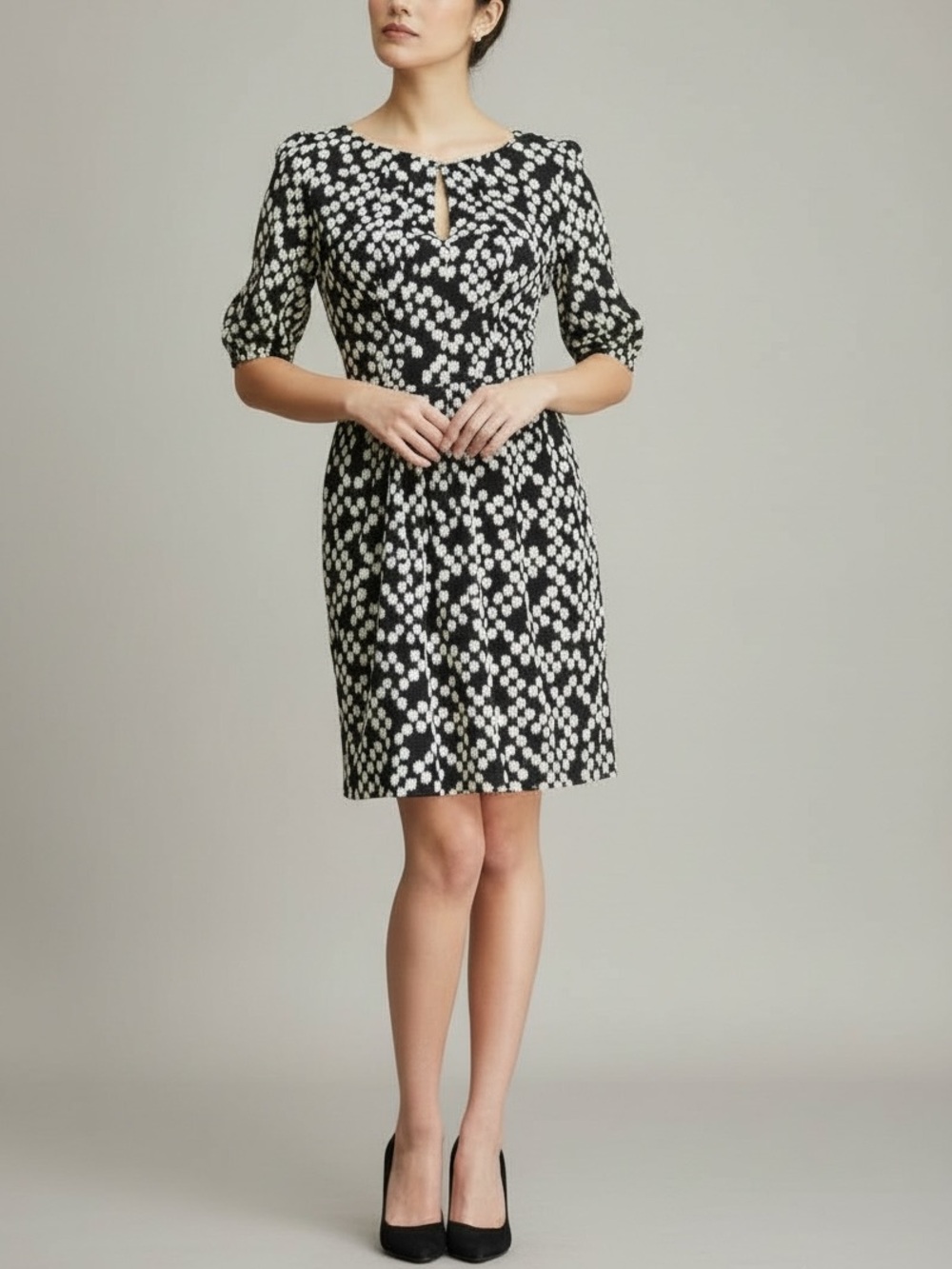TRINA TURK St. Petersburg Dress Sheath Silk Black White Size 6